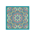 Teal Mandala Bloom Silk Bandana Scarf – 50 × 50 cm