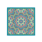 Teal Mandala Bloom Silk Bandana Scarf – 50 × 50 cm