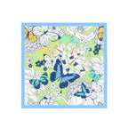Butterfly Garden Mint Silk Bandana Scarf – 50 × 50 cm
