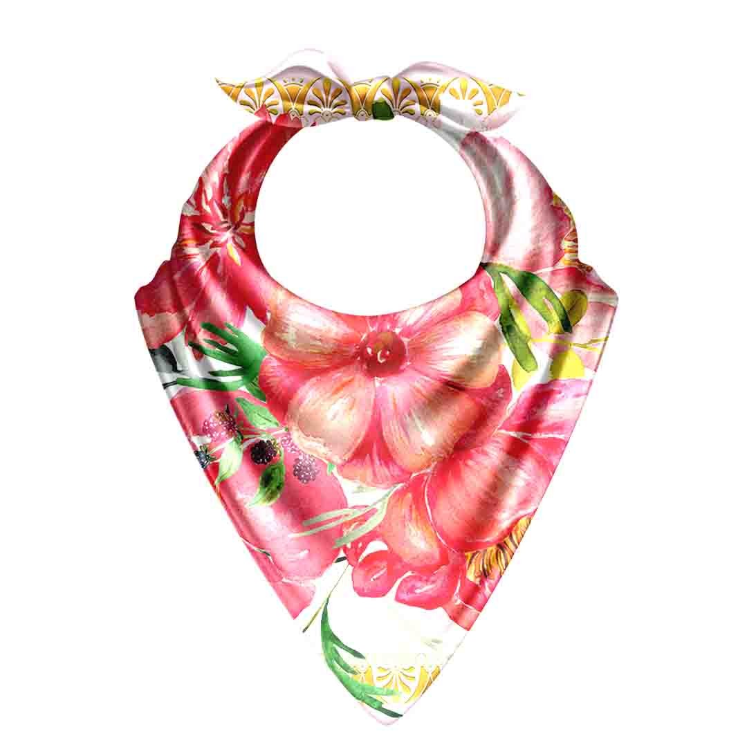 Hibiscus Watercolour Silk Bandana Scarf – 50 × 50 cm