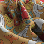 Saffron Tile Mosaic Silk Bandana Scarf – 50 × 50 cm