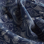 Denim Paisley Silk Bandana Scarf – 50 × 50 cm