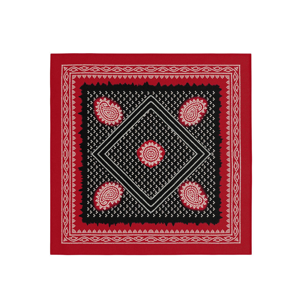 Scarlet Paisley Diamond Silk Bandana Scarf – 50 × 50 cm