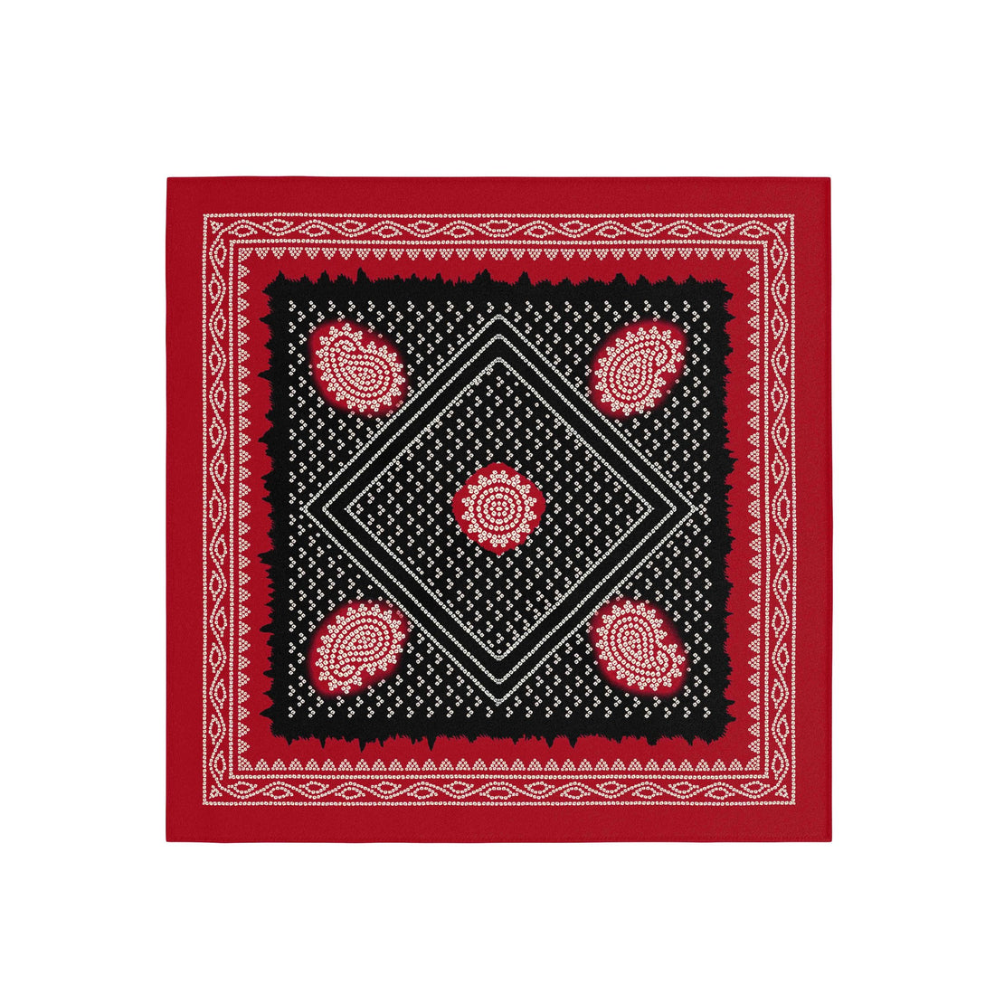 Scarlet Paisley Diamond Silk Bandana Scarf – 50 × 50 cm
