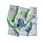 Butterfly Garden Mint Silk Bandana Scarf – 50 × 50 cm