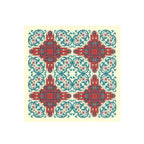 Teal Arabesque Tile Silk Bandana Scarf – 50 × 50 cm