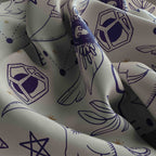 Celestial Keys & Moths Silk Bandana Scarf – 50 × 50 cm