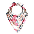 Rose Bouquet Navy Silk Bandana Scarf – 50 × 50 cm