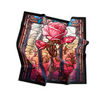 Rose Window Stained Glass Silk Bandana Scarf – 50 × 50 cm