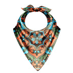 Olive Spice Medallion Silk Bandana Scarf – 50 × 50 cm