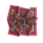 Fuchsia Plum Paisley Silk Square Scarf – 65 × 65 cm