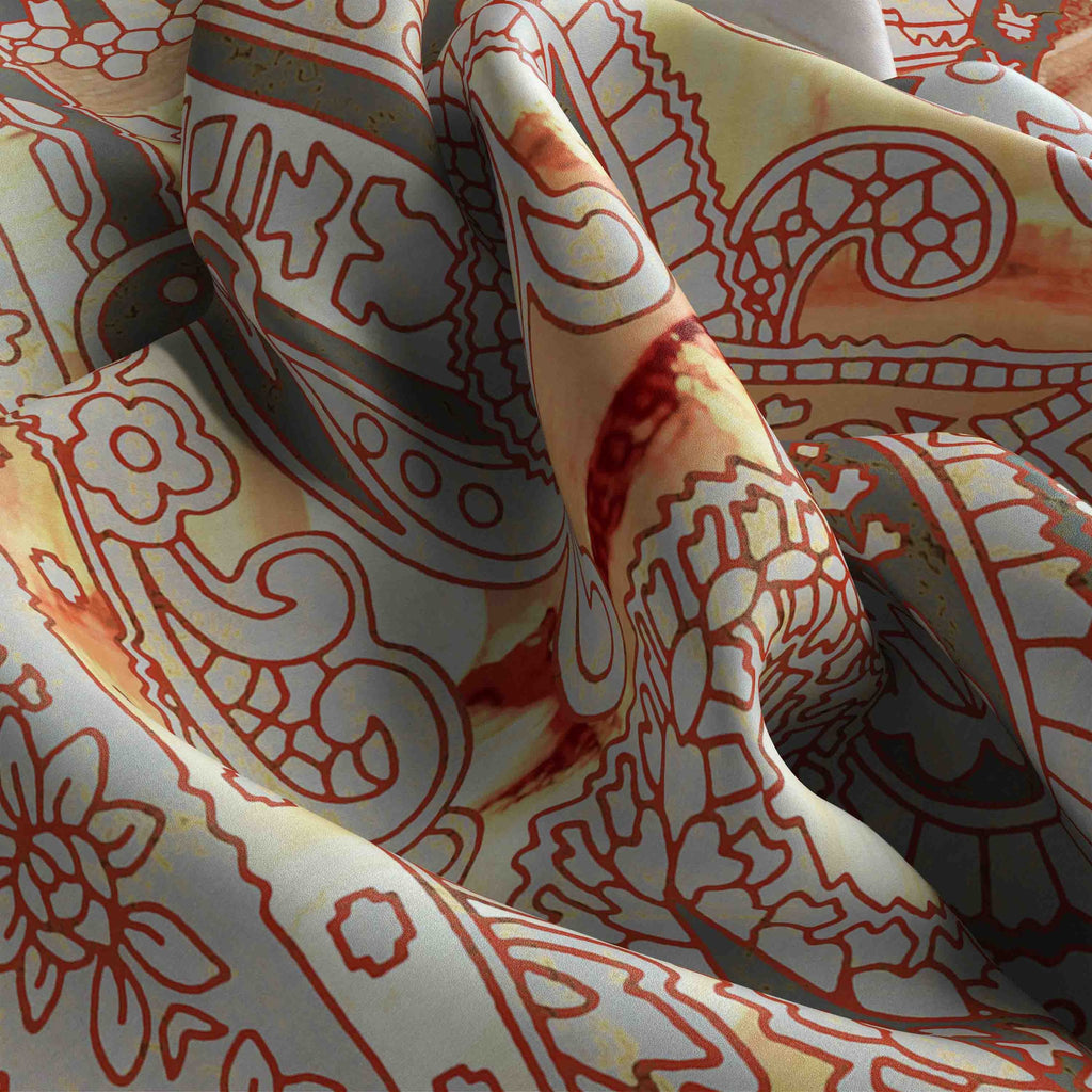 Coral Paisley Lace Silk Shawl Wrap – 100 × 100 cm