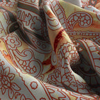 Coral Paisley Lace Silk Shawl Wrap – 100 × 100 cm