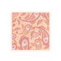 Peach Feather Paisley Silk Bandana Scarf – 50 × 50 cm