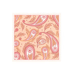 Peach Feather Paisley Silk Bandana Scarf – 50 × 50 cm