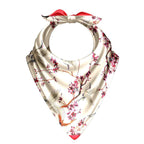 Cherry Blossom Crane Silk Bandana Scarf – 50 × 50 cm