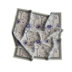 Celestial Keys & Moths Silk Bandana Scarf – 50 × 50 cm