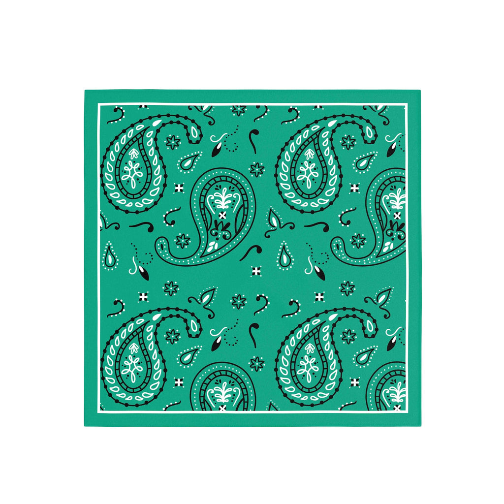 Emerald Paisley Silk Bandana Scarf – 50 × 50 cm