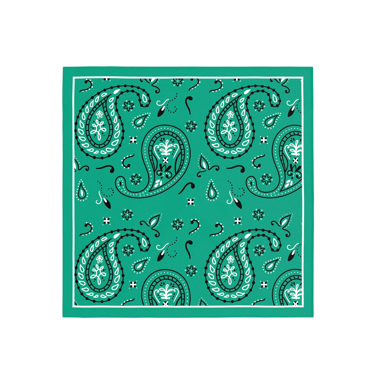 Emerald Paisley Silk Bandana Scarf – 50 × 50 cm