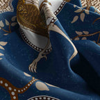 Royal Heron Navy Silk Shawl Wrap – 100 × 100 cm