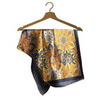 Marigold Medallion Slate Silk Square Scarf – 65 × 65 cm