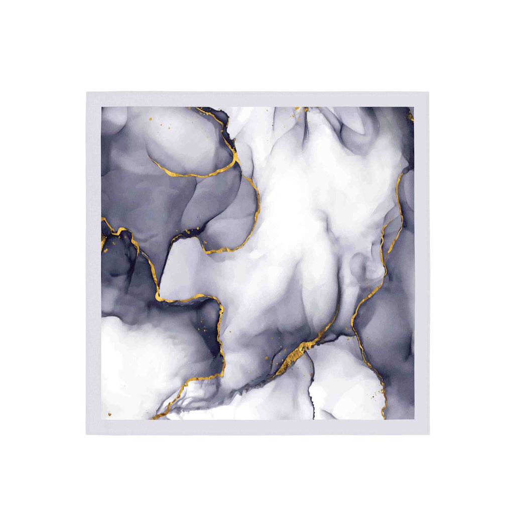 Smoke Marble Gold Vein Silk Bandana Scarf – 50 × 50 cm