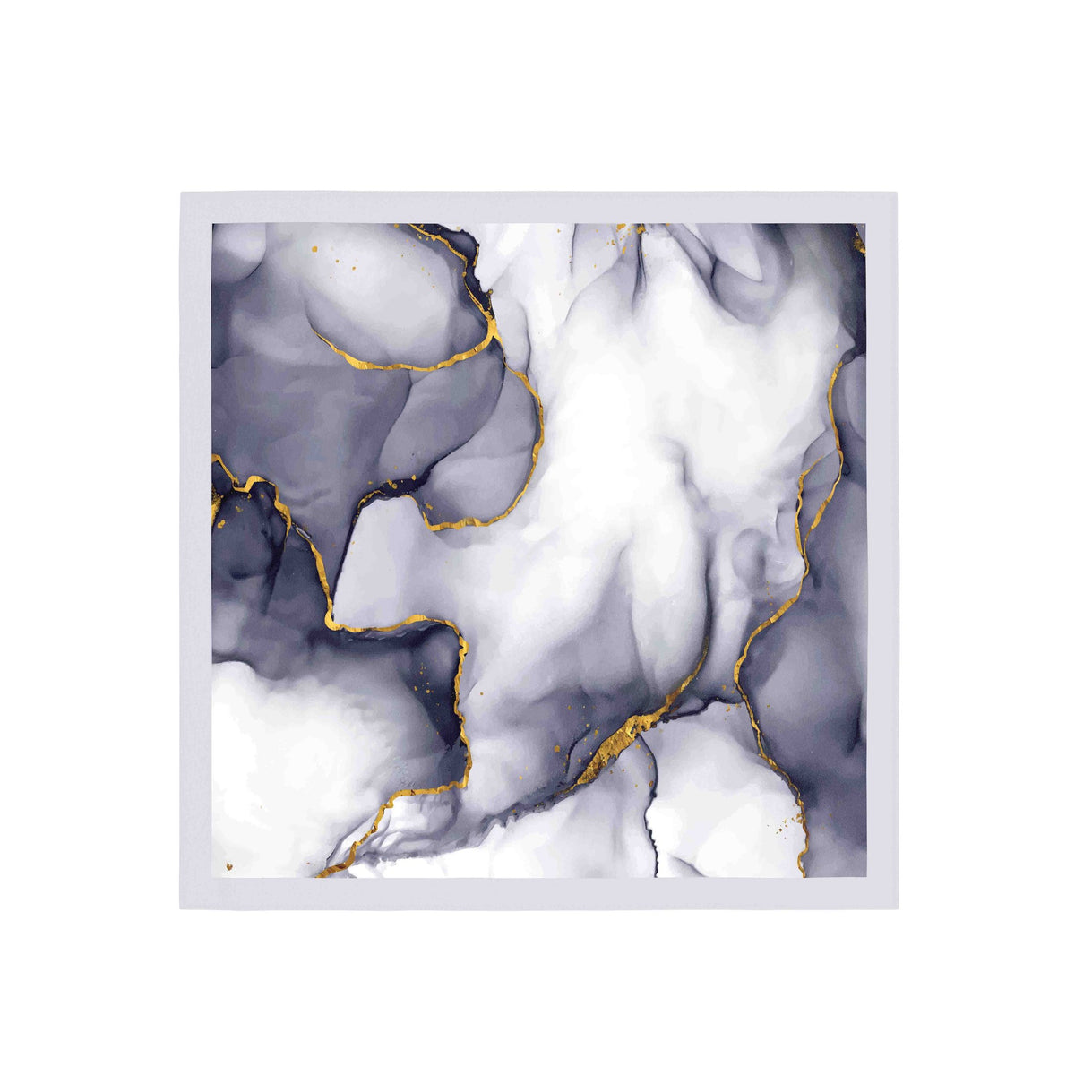 Smoke Marble Gold Vein Silk Bandana Scarf – 50 × 50 cm