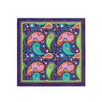 Neon Paisley Party Silk Bandana Scarf – 50 × 50 cm