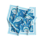 Azure Paisley Silk Bandana Scarf – 50 × 50 cm