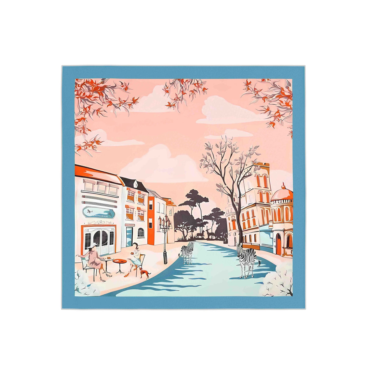 Winter Canal Scene Silk Bandana Scarf – 50 × 50 cm