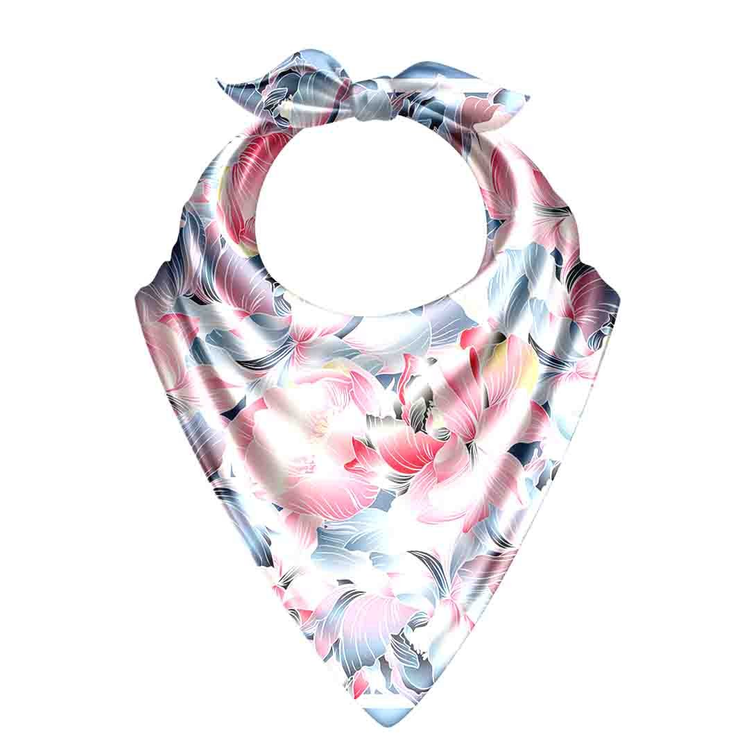 Pastel Petal Swirl Silk Bandana Scarf – 50 × 50 cm