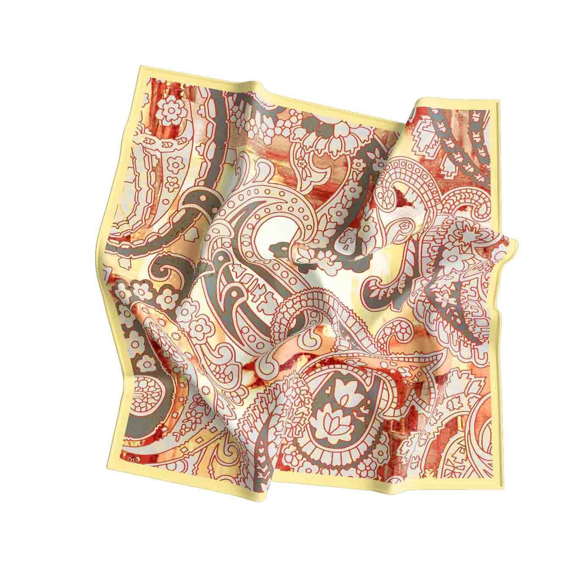 Coral Paisley Lace Silk Shawl Wrap – 100 × 100 cm