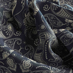 Charcoal Paisley Silk Bandana Scarf – 50 × 50 cm