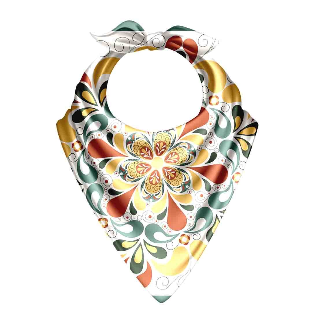Retro Paisley Medallion Silk Bandana Scarf – 50 × 50 cm