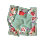 Sage Carnation Border Silk Shawl Wrap – 100 × 100 cm