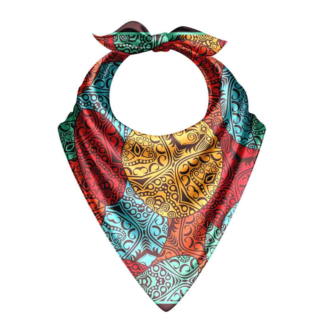 Spice Market Patchwork Silk Bandana Scarf – 50 × 50 cm