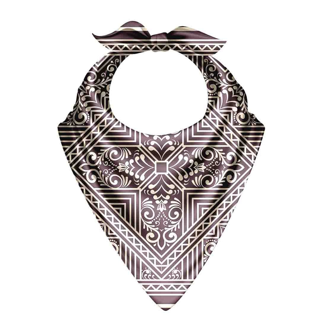 Plum Geometric Silk Bandana Scarf – 50 × 50 cm