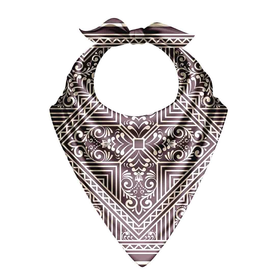 Plum Geometric Silk Bandana Scarf – 50 × 50 cm