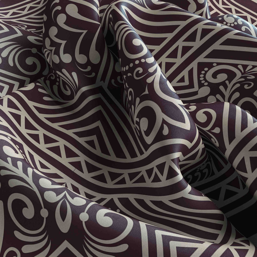 Plum Geometric Silk Bandana Scarf – 50 × 50 cm