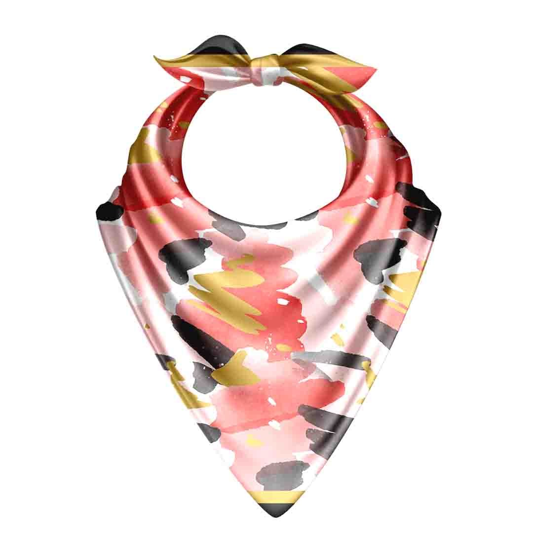Blush Brushstroke Silk Bandana Scarf – 50 × 50 cm