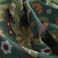 Sage Retro Paisley Silk Square Scarf – 65 × 65 cm
