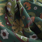 Sage Retro Paisley Silk Square Scarf – 65 × 65 cm