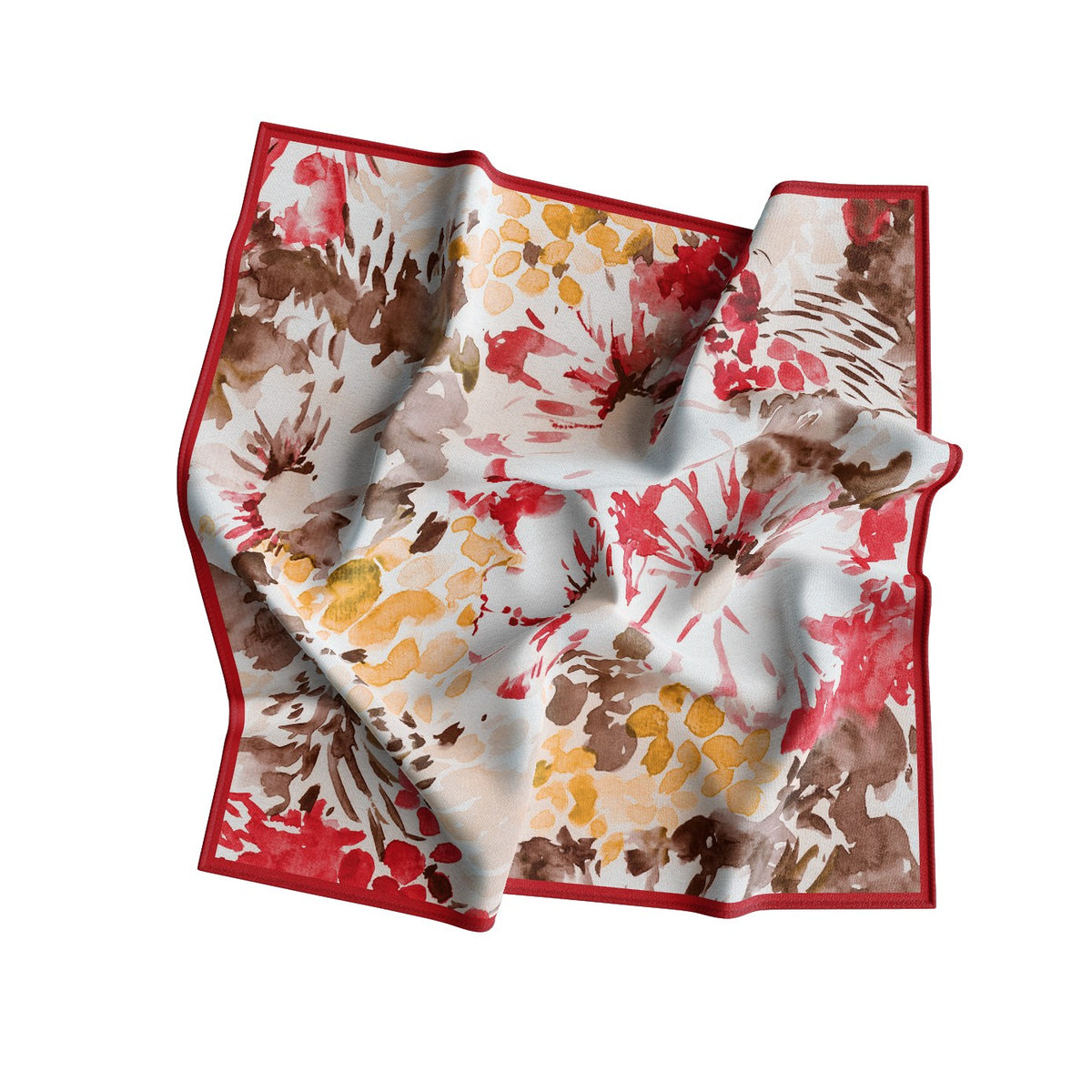 Autumn Watercolour Bloom Silk Bandana Scarf – 50 × 50 cm