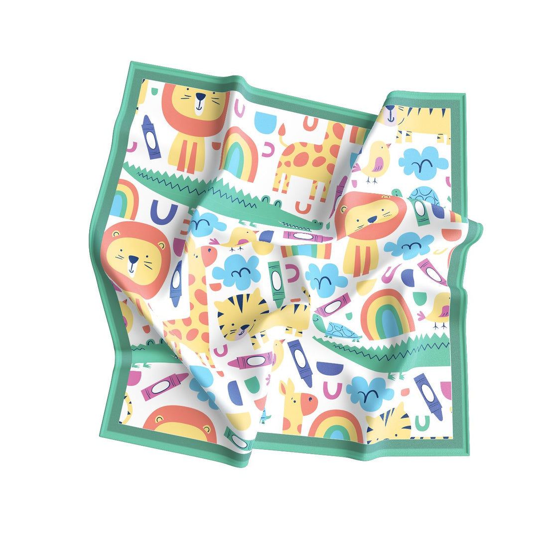 Little Safari Rainbow Silk Bandana Scarf – 50 × 50 cm
