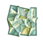 Tropical Leaf Mint Silk Shawl Wrap – 100 × 100 cm
