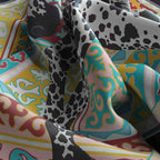 Dalmatian Folk Patchwork Silk Square Scarf – 65 × 65 cm