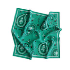 Emerald Paisley Silk Bandana Scarf – 50 × 50 cm