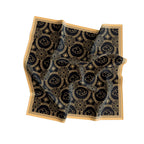 Golden Cloud Medallion Silk Bandana Scarf – 50 × 50 cm