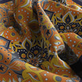 Marigold Medallion Slate Silk Square Scarf – 65 × 65 cm