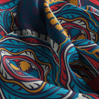 Cobalt Mandala Circle Silk Bandana Scarf – 50 × 50 cm